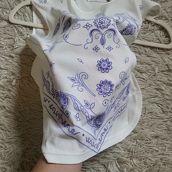 TFNC Paris London Y2K Style White Stretchy Sleeveless Tank Top Glittery Purple - Picture 9 of 10